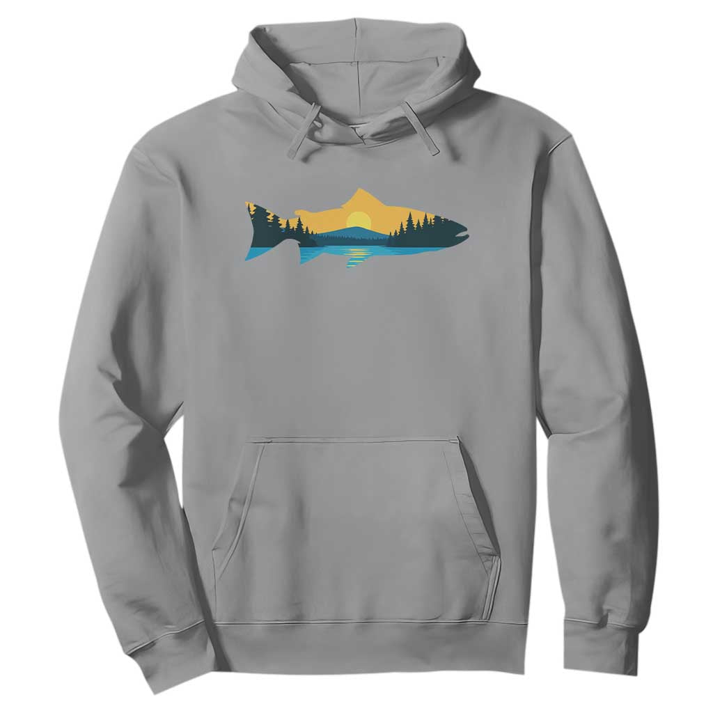 Trout Fly Fishing Outdoor Forest Mountain Nature Wildlife Fisherman Hoodie TS11 Sport Gray Print Your Wear