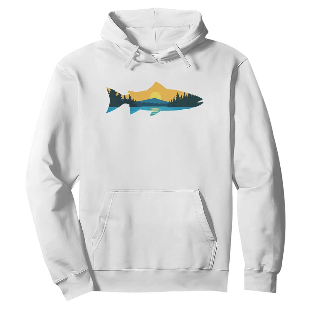 Trout Fly Fishing Outdoor Forest Mountain Nature Wildlife Fisherman Hoodie TS11 White Print Your Wear