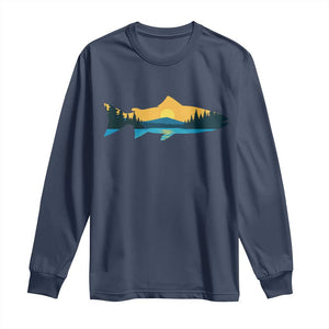 Trout Fly Fishing Outdoor Forest Mountain Nature Wildlife Fisherman Long Sleeve Shirt TS11 Navy Print Your Wear
