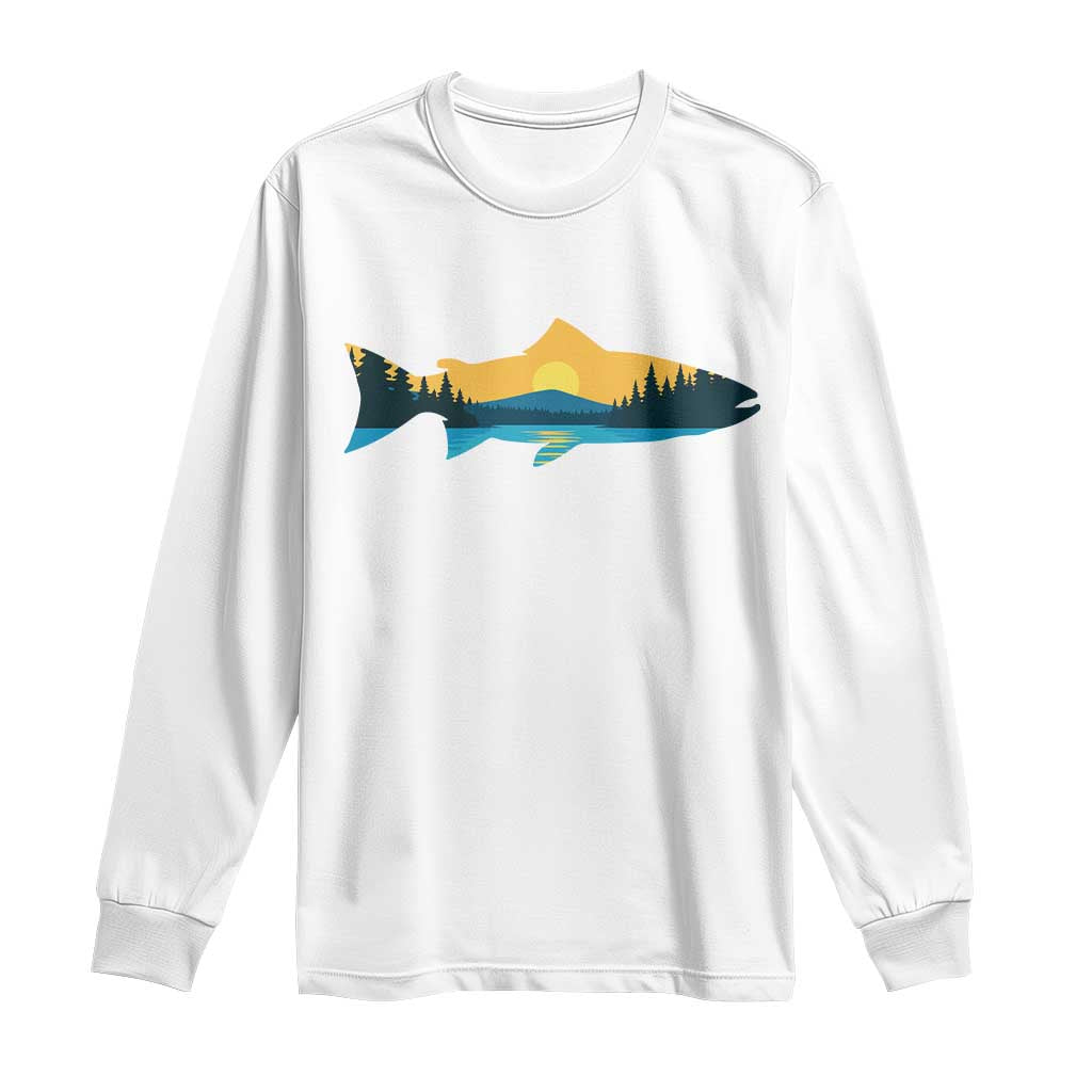 Trout Fly Fishing Outdoor Forest Mountain Nature Wildlife Fisherman Long Sleeve Shirt TS11 White Print Your Wear