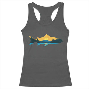 Trout Fly Fishing Outdoor Forest Mountain Nature Wildlife Fisherman Racerback Tank Top TS11 Dark Heather Print Your Wear