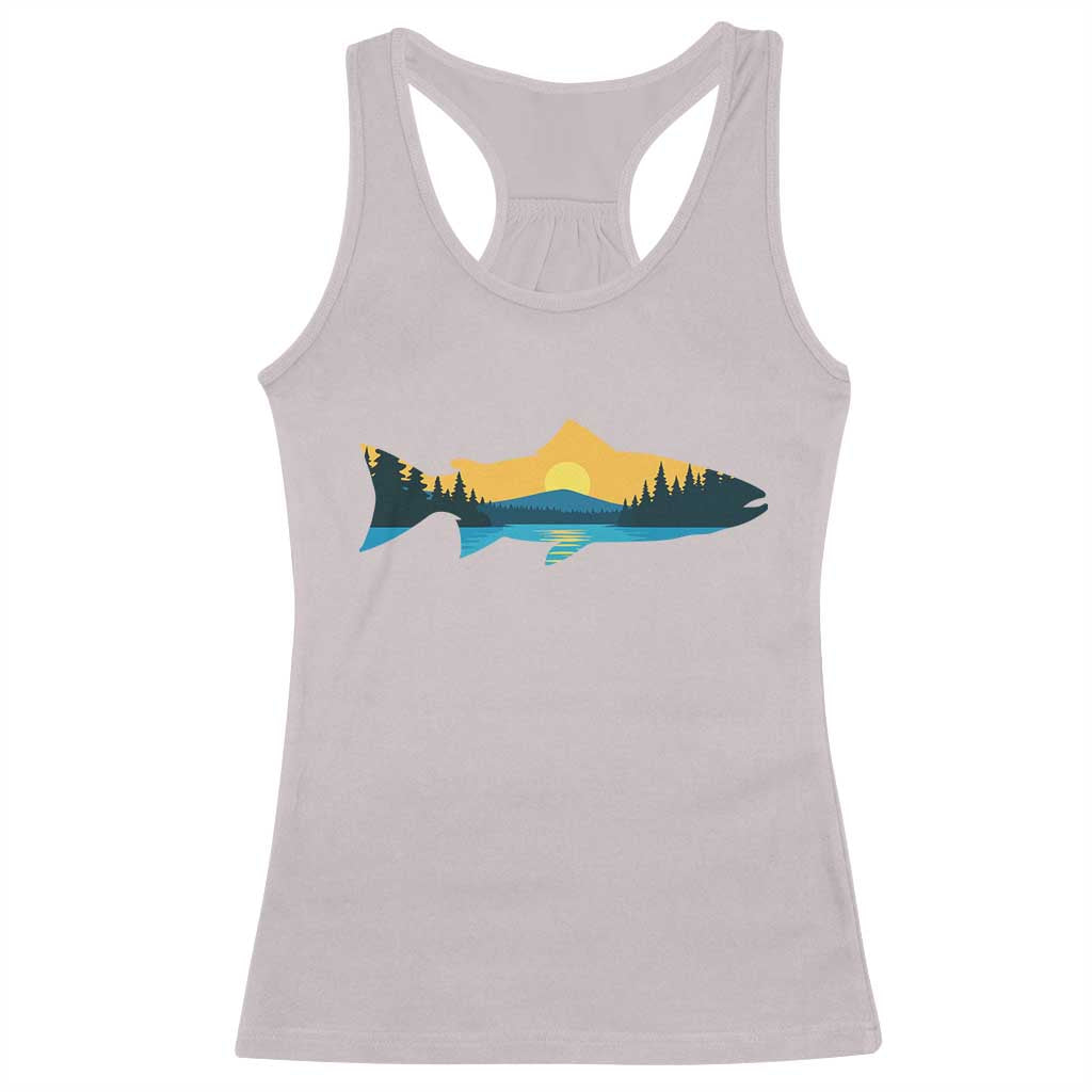 Trout Fly Fishing Outdoor Forest Mountain Nature Wildlife Fisherman Racerback Tank Top TS11 Ice Gray Print Your Wear