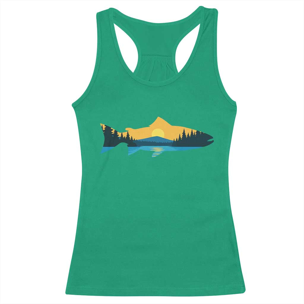 Trout Fly Fishing Outdoor Forest Mountain Nature Wildlife Fisherman Racerback Tank Top TS11 Irish Green Print Your Wear