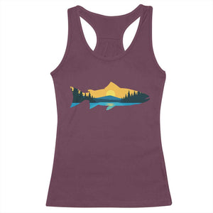 Trout Fly Fishing Outdoor Forest Mountain Nature Wildlife Fisherman Racerback Tank Top TS11 Maroon Print Your Wear