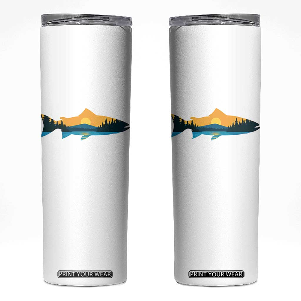 Trout Fly Fishing Outdoor Forest Mountain Nature Wildlife Fisherman Skinny Tumbler TS11 White Print Your Wear