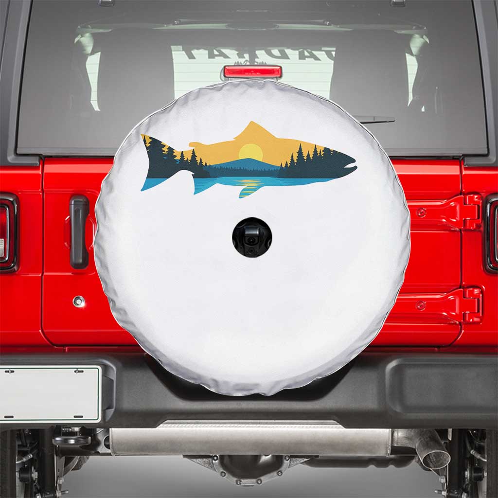 Trout Fly Fishing Outdoor Forest Mountain Nature Wildlife Fisherman Spare Tire Cover TS11 White Print Your Wear