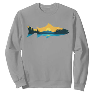 Trout Fly Fishing Outdoor Forest Mountain Nature Wildlife Fisherman Sweatshirt TS11 Sport Gray Print Your Wear