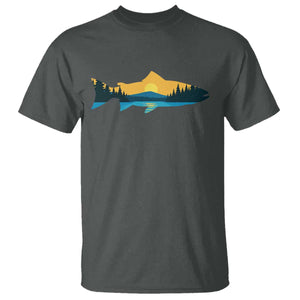 Trout Fly Fishing Outdoor Forest Mountain Nature Wildlife Fisherman T Shirt TS11 Dark Heather Print Your Wear