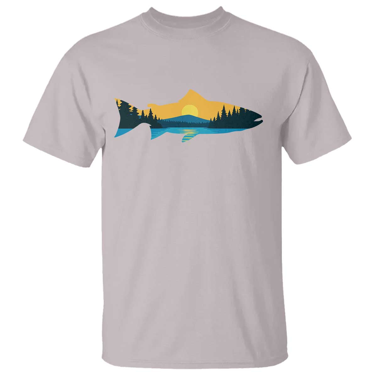 Trout Fly Fishing Outdoor Forest Mountain Nature Wildlife Fisherman T Shirt TS11 Ice Gray Print Your Wear
