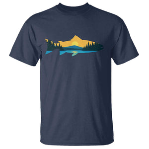 Trout Fly Fishing Outdoor Forest Mountain Nature Wildlife Fisherman T Shirt TS11 Navy Print Your Wear