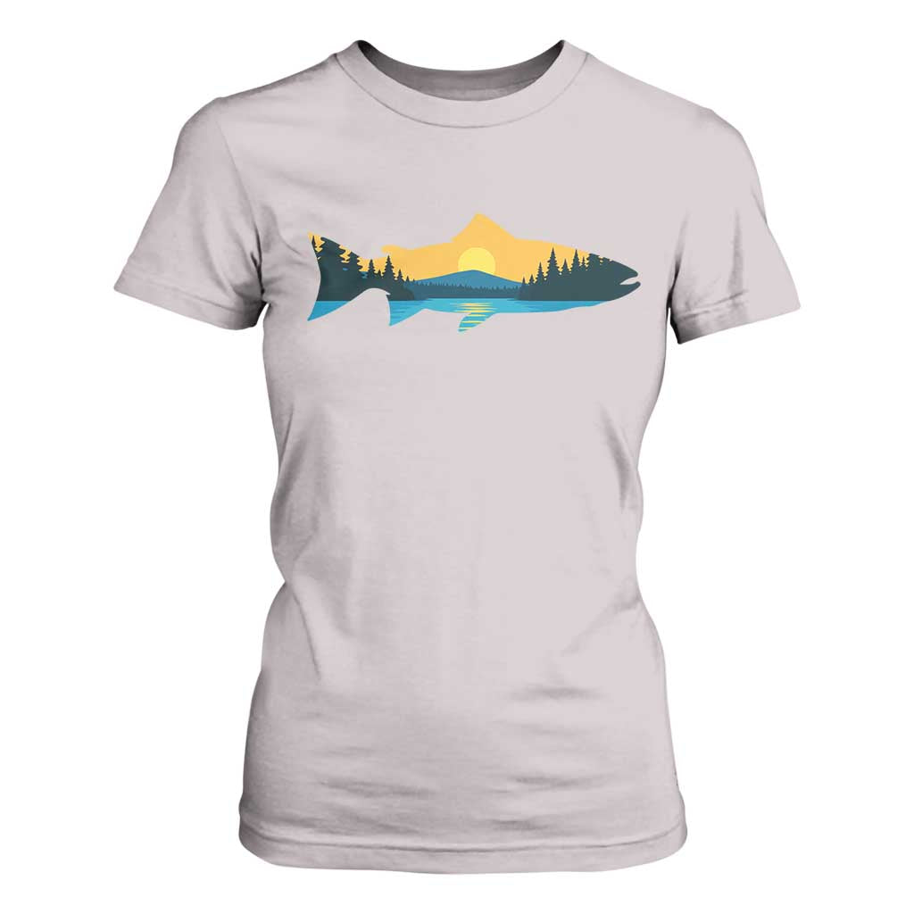 Trout Fly Fishing Outdoor Forest Mountain Nature Wildlife Fisherman T Shirt For Women TS11 Ice Gray Print Your Wear