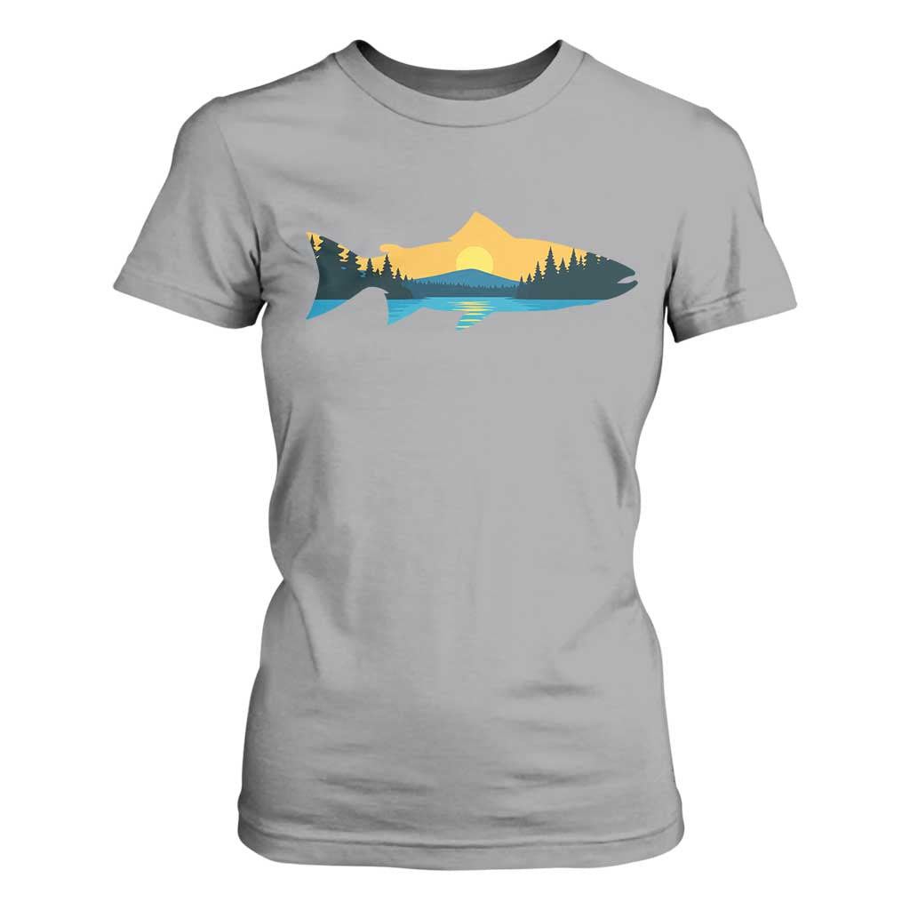 Trout Fly Fishing Outdoor Forest Mountain Nature Wildlife Fisherman T Shirt For Women TS11 Sport Gray Print Your Wear