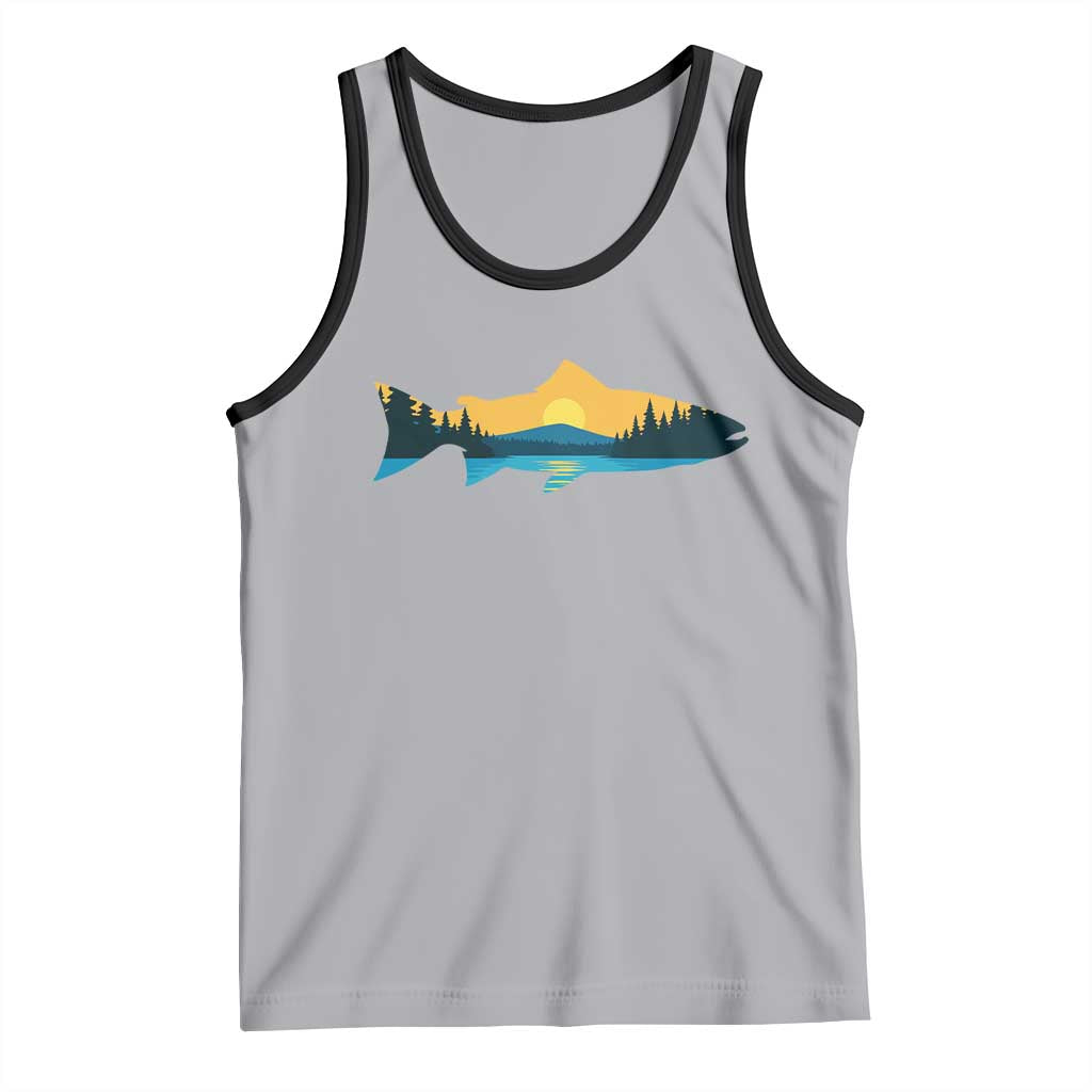 Trout Fly Fishing Outdoor Forest Mountain Nature Wildlife Fisherman Tank Top TS11 Athletic Heather Black Print Your Wear