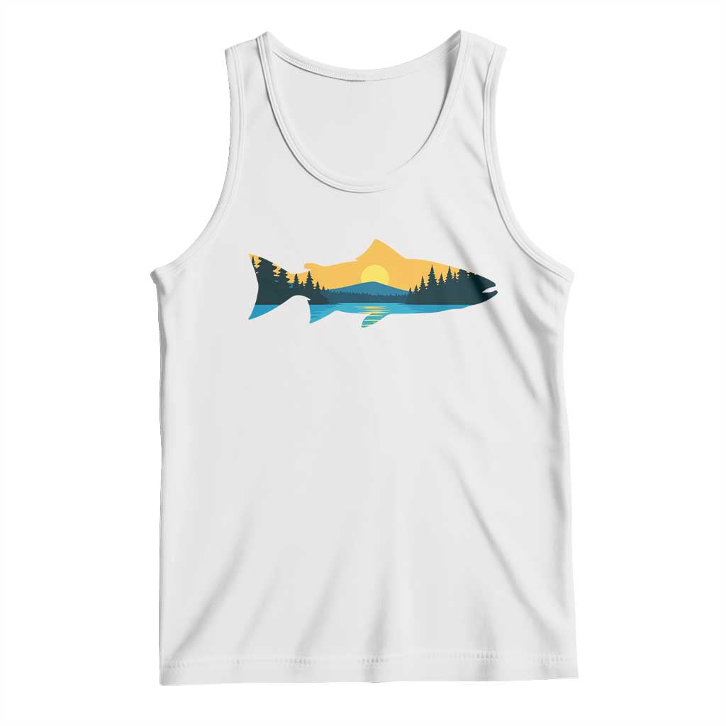 Trout Fly Fishing Outdoor Forest Mountain Nature Wildlife Fisherman Tank Top TS11 White Print Your Wear