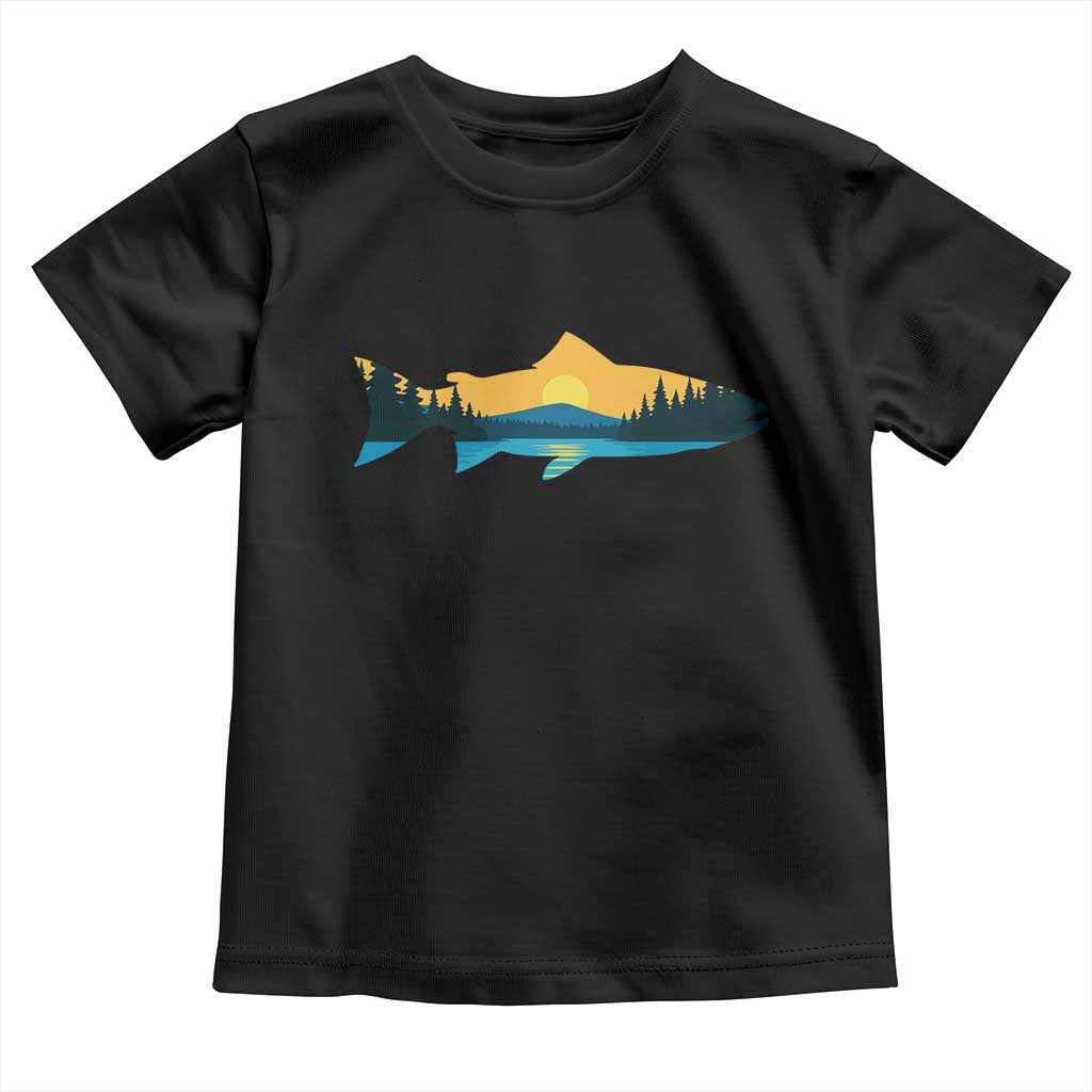 Trout Fly Fishing Outdoor Forest Mountain Nature Wildlife Fisherman Toddler T Shirt TS11 Black Print Your Wear