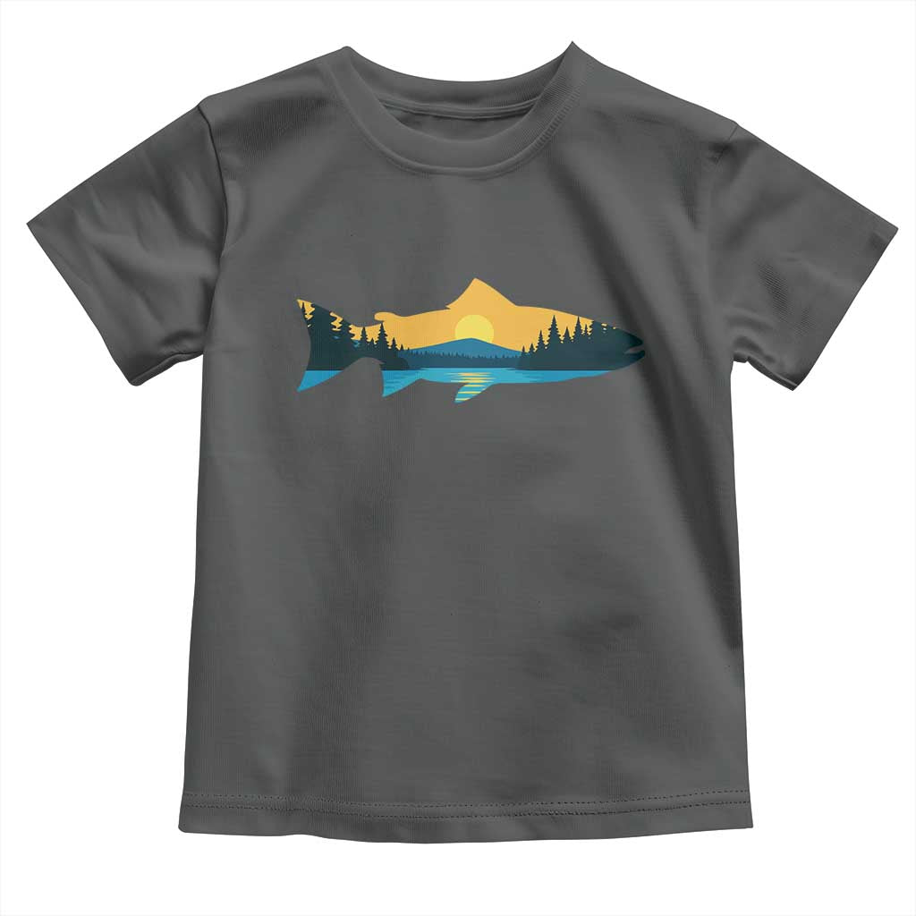 Trout Fly Fishing Outdoor Forest Mountain Nature Wildlife Fisherman Toddler T Shirt TS11 Dark Heather Print Your Wear
