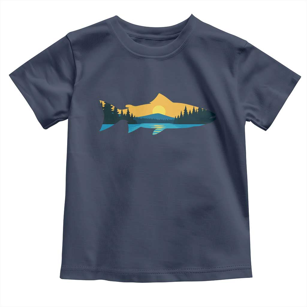 Trout Fly Fishing Outdoor Forest Mountain Nature Wildlife Fisherman Toddler T Shirt TS11 Navy Print Your Wear