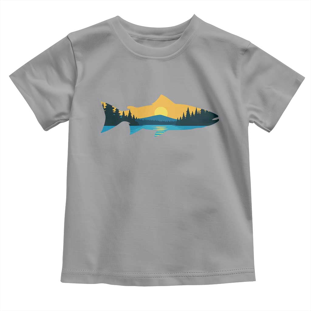 Trout Fly Fishing Outdoor Forest Mountain Nature Wildlife Fisherman Toddler T Shirt TS11 Sport Gray Print Your Wear