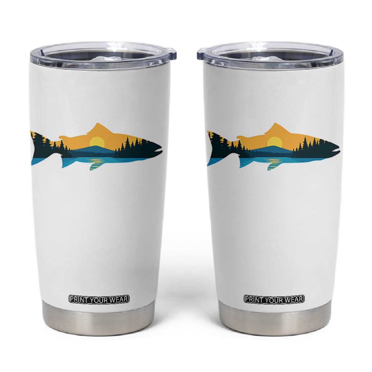 Trout Fly Fishing Outdoor Forest Mountain Nature Wildlife Fisherman Tumbler Cup TS11 White Print Your Wear