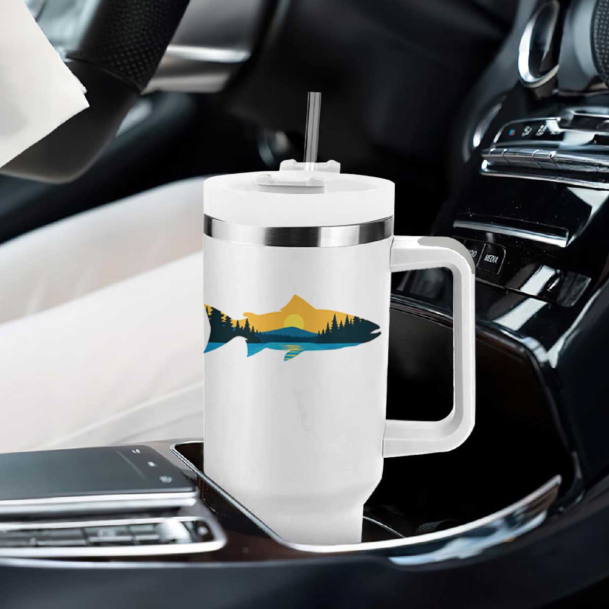 Trout Fly Fishing Outdoor Forest Mountain Nature Wildlife Fisherman Tumbler With Handle TS11 Print Your Wear