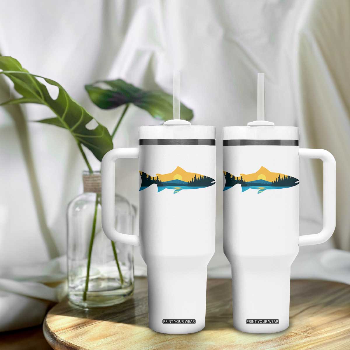 Trout Fly Fishing Outdoor Forest Mountain Nature Wildlife Fisherman Tumbler With Handle TS11 Print Your Wear