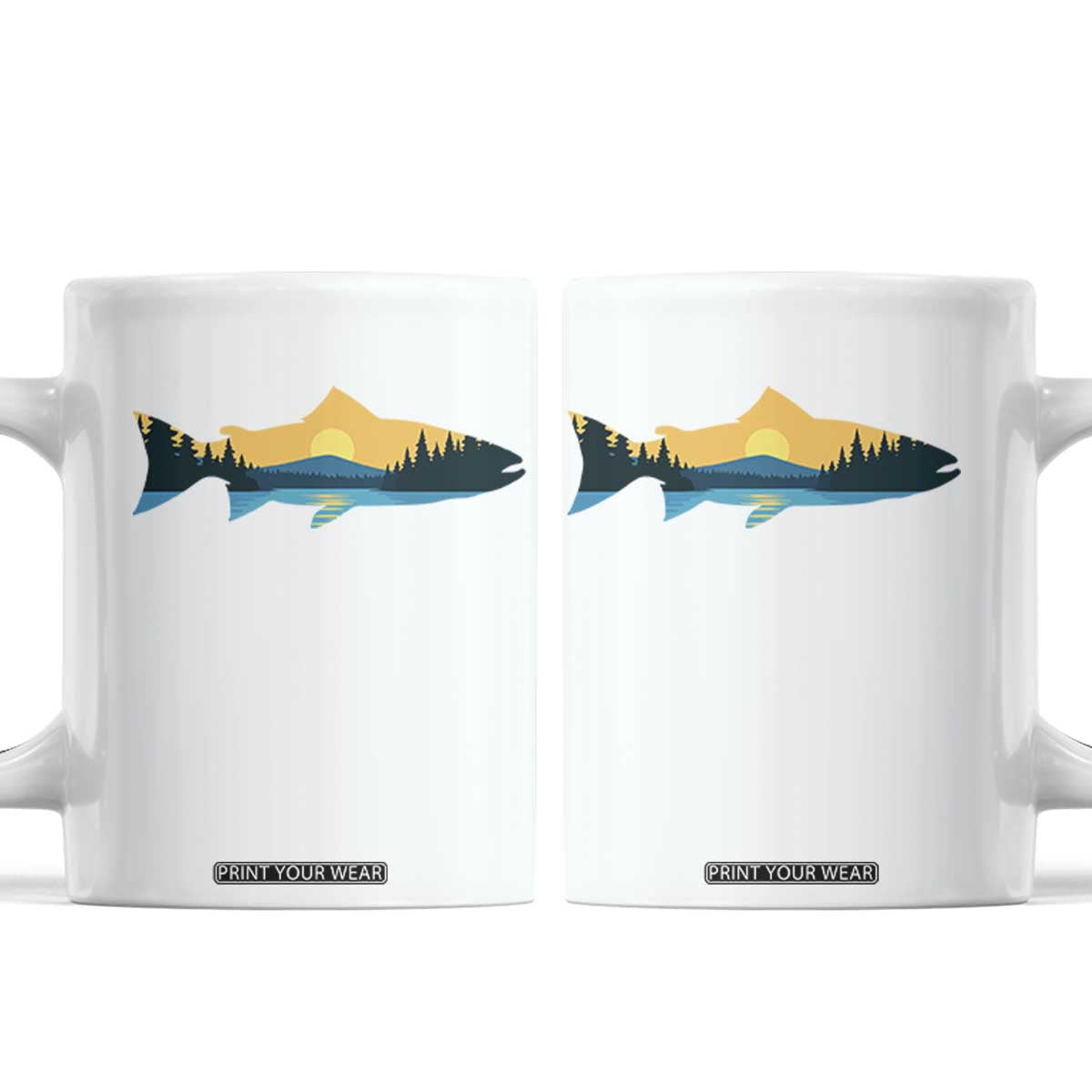 Trout Fly Fishing Outdoor Forest Mountain Nature Wildlife Fisherman Coffee Mug TS11 White Print Your Wear