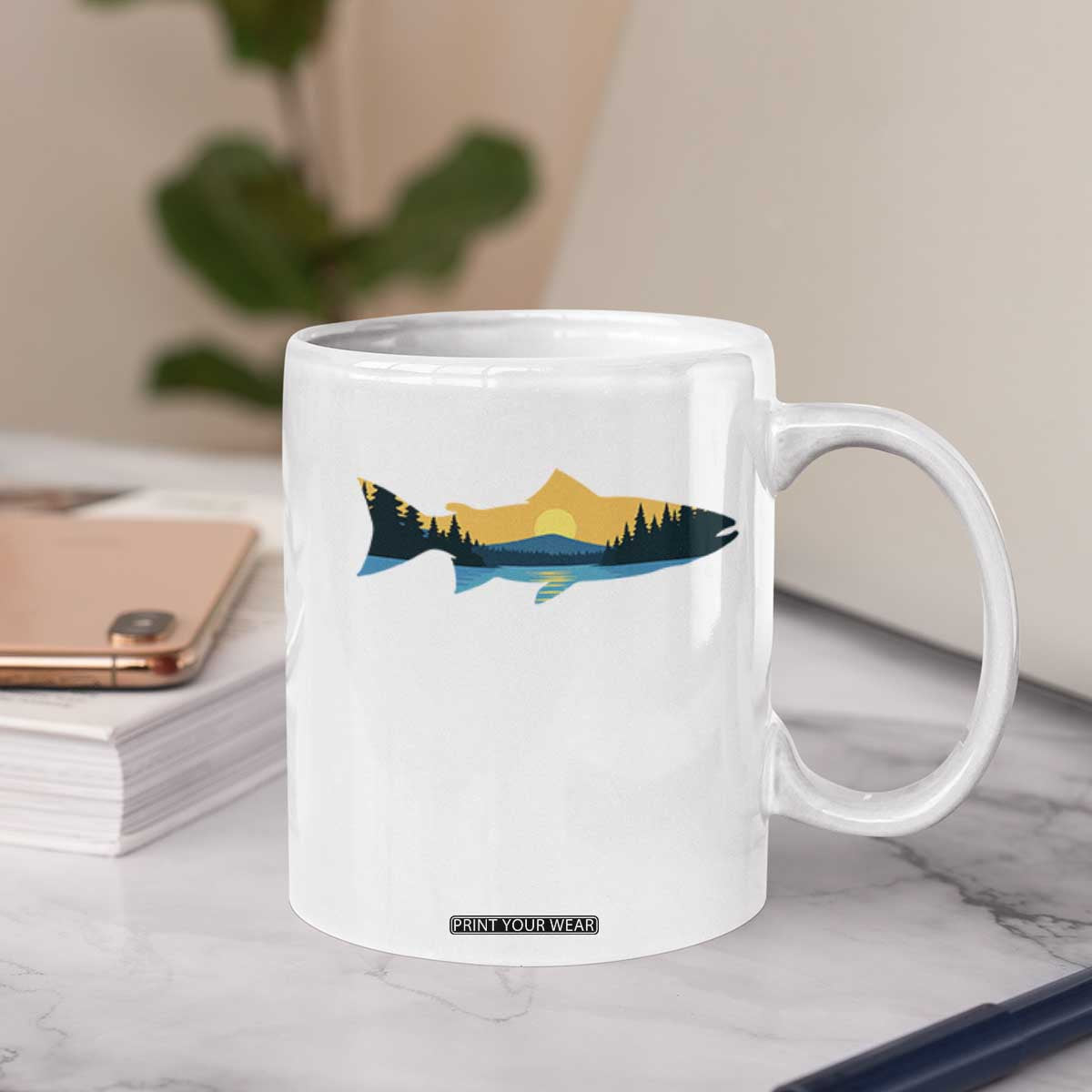 Trout Fly Fishing Outdoor Forest Mountain Nature Wildlife Fisherman Coffee Mug TS11 Print Your Wear