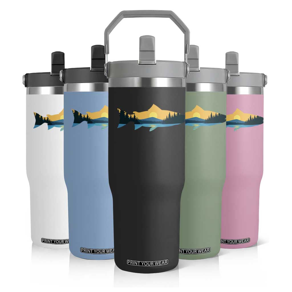 Trout Fly Fishing Outdoor Forest Mountain Nature Wildlife Fisherman Flip Straw Tumbler TS11 Print Your Wear
