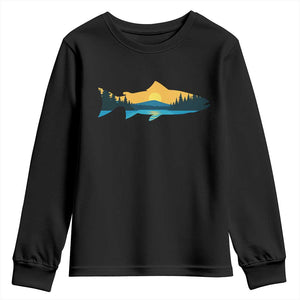 Trout Fly Fishing Outdoor Forest Mountain Nature Wildlife Fisherman Youth Sweatshirt TS11 Black Print Your Wear