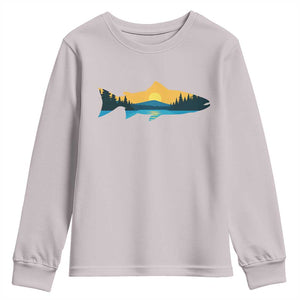 Trout Fly Fishing Outdoor Forest Mountain Nature Wildlife Fisherman Youth Sweatshirt TS11 Ice Gray Print Your Wear