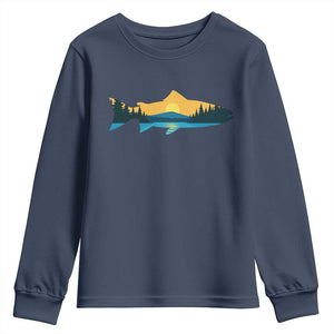 Trout Fly Fishing Outdoor Forest Mountain Nature Wildlife Fisherman Youth Sweatshirt TS11 Navy Print Your Wear