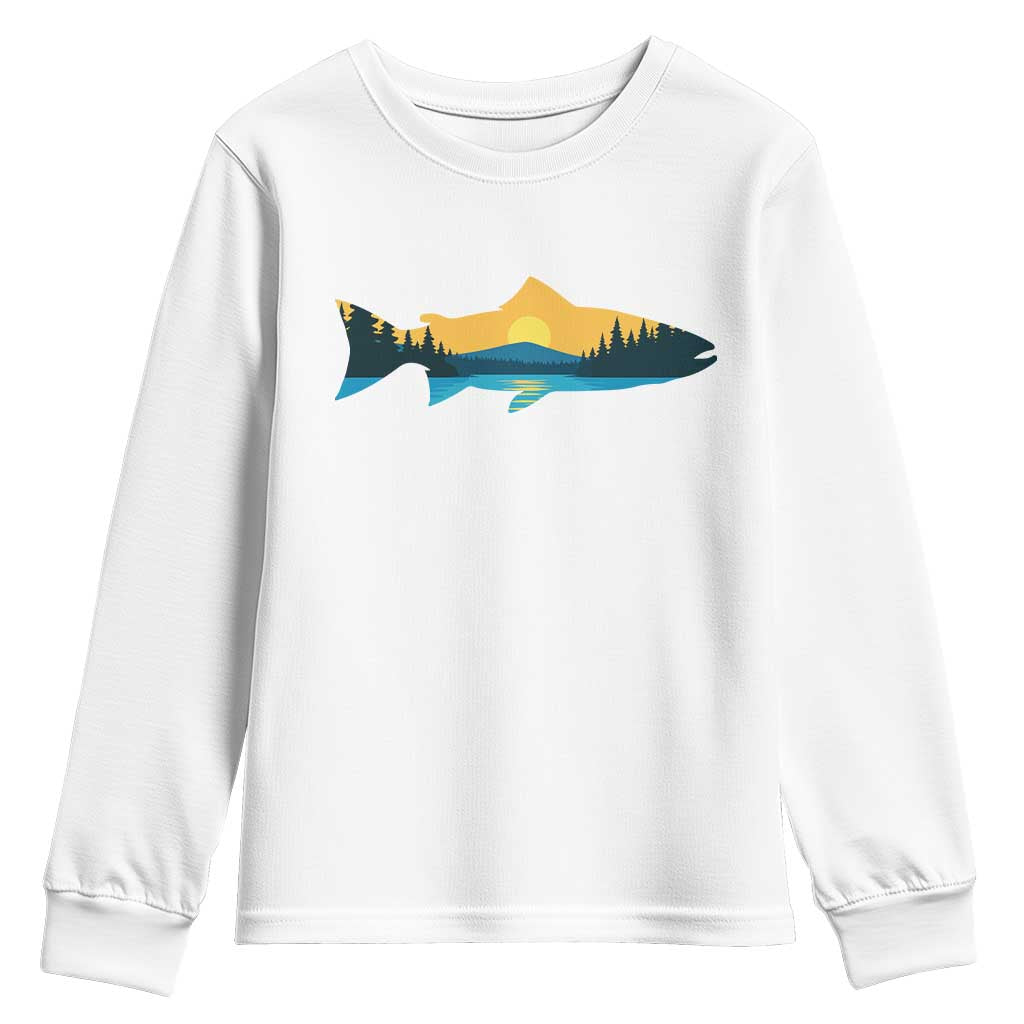 Trout Fly Fishing Outdoor Forest Mountain Nature Wildlife Fisherman Youth Sweatshirt TS11 White Print Your Wear