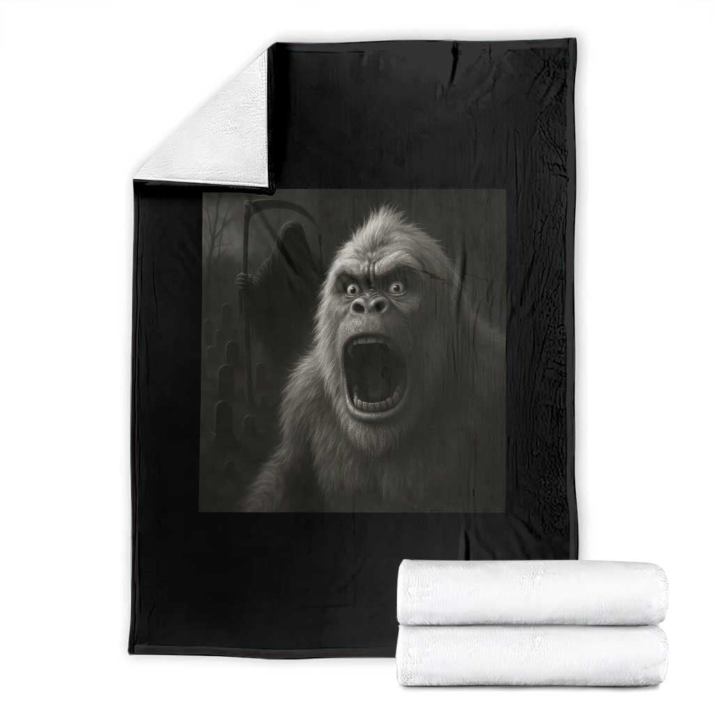 Funny Bigfoot Sasquatch Halloween The Grim Reaper Throw Blanket TS11 Black Print Your Wear