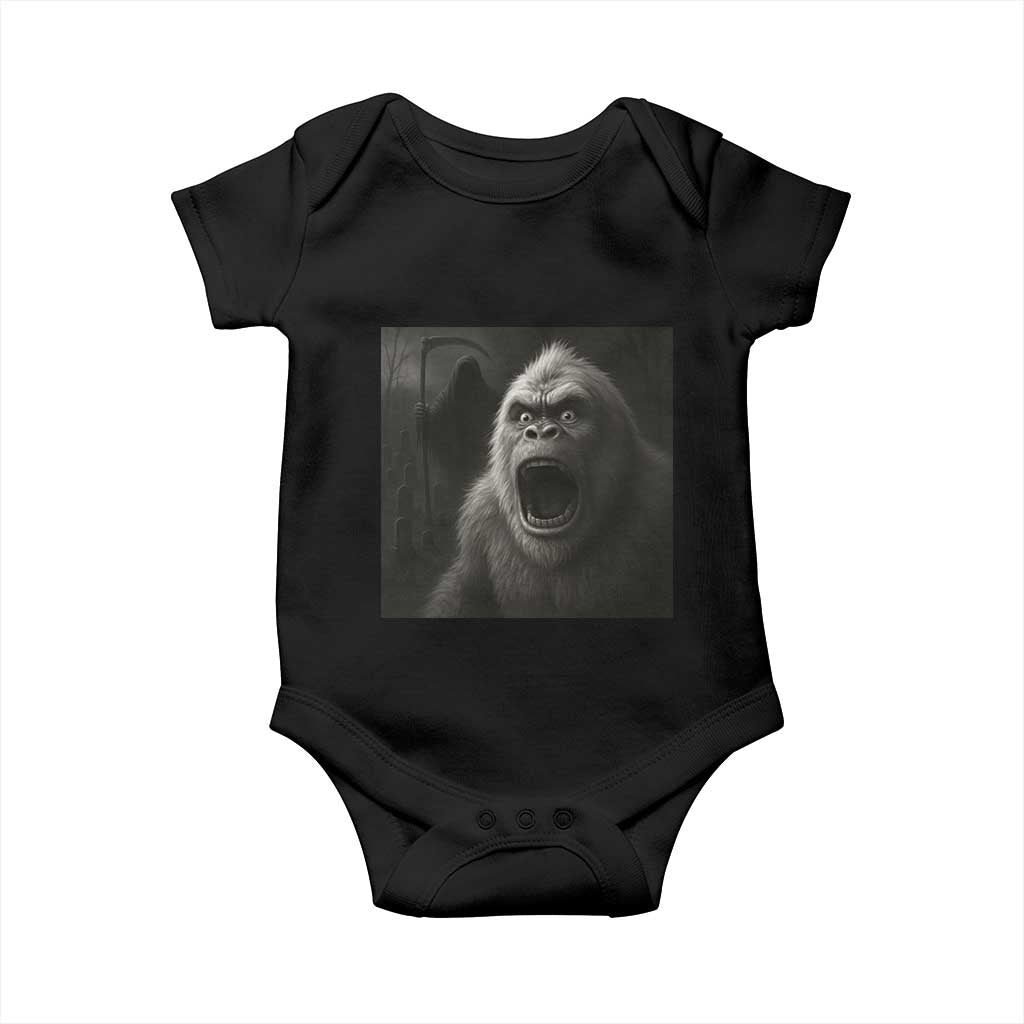 Funny Bigfoot Sasquatch Halloween The Grim Reaper Baby Onesie TS11 Black Print Your Wear