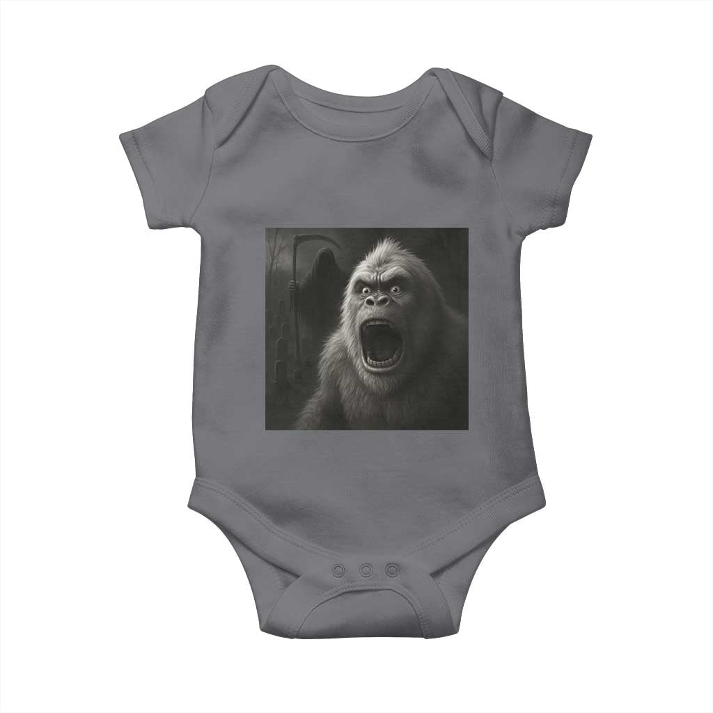 Funny Bigfoot Sasquatch Halloween The Grim Reaper Baby Onesie TS11 Charcoal Print Your Wear