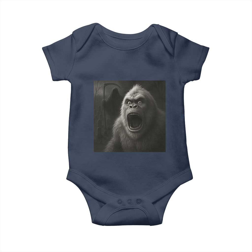 Funny Bigfoot Sasquatch Halloween The Grim Reaper Baby Onesie TS11 Navy Print Your Wear