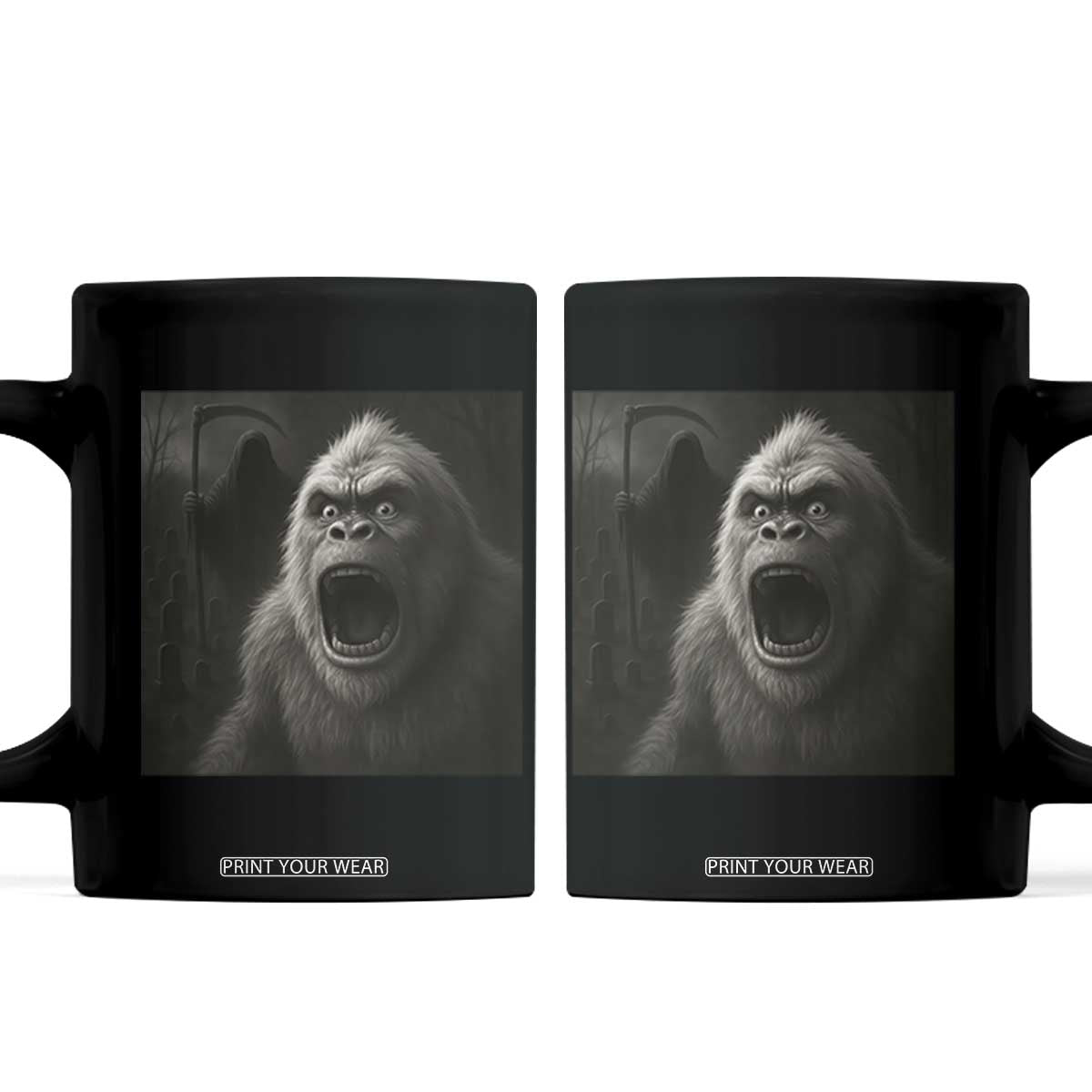 Funny Bigfoot Sasquatch Halloween The Grim Reaper Coffee Mug TS11 Black Print Your Wear