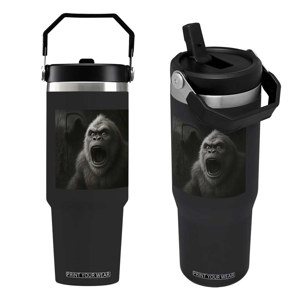 Funny Bigfoot Sasquatch Halloween The Grim Reaper Flip Straw Tumbler TS11 One Size: 30 oz Black Print Your Wear