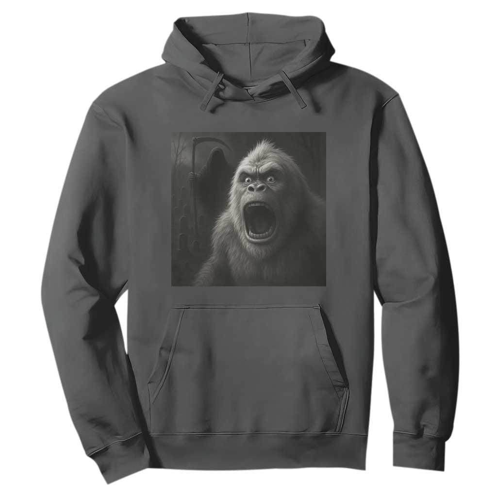 Funny Bigfoot Sasquatch Halloween The Grim Reaper Hoodie TS11 Dark Heather Print Your Wear