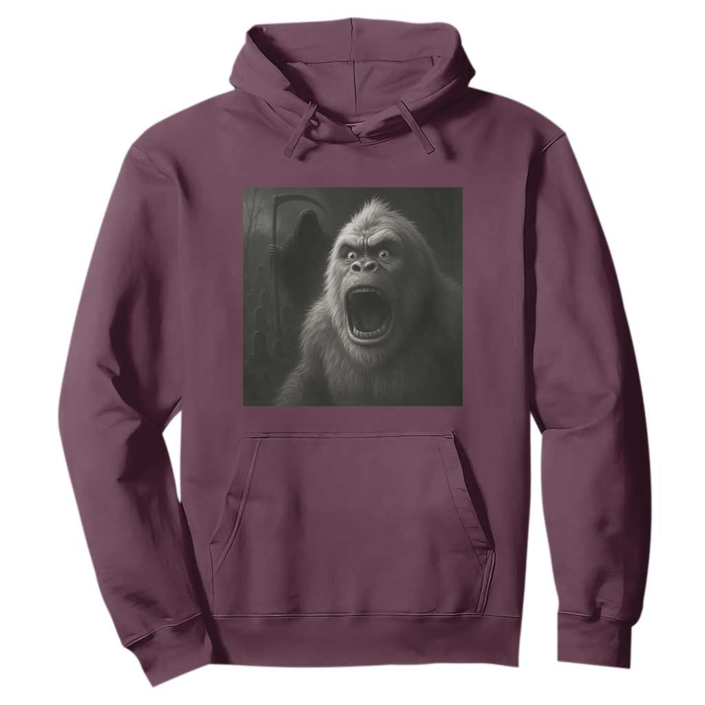 Funny Bigfoot Sasquatch Halloween The Grim Reaper Hoodie TS11 Maroon Print Your Wear