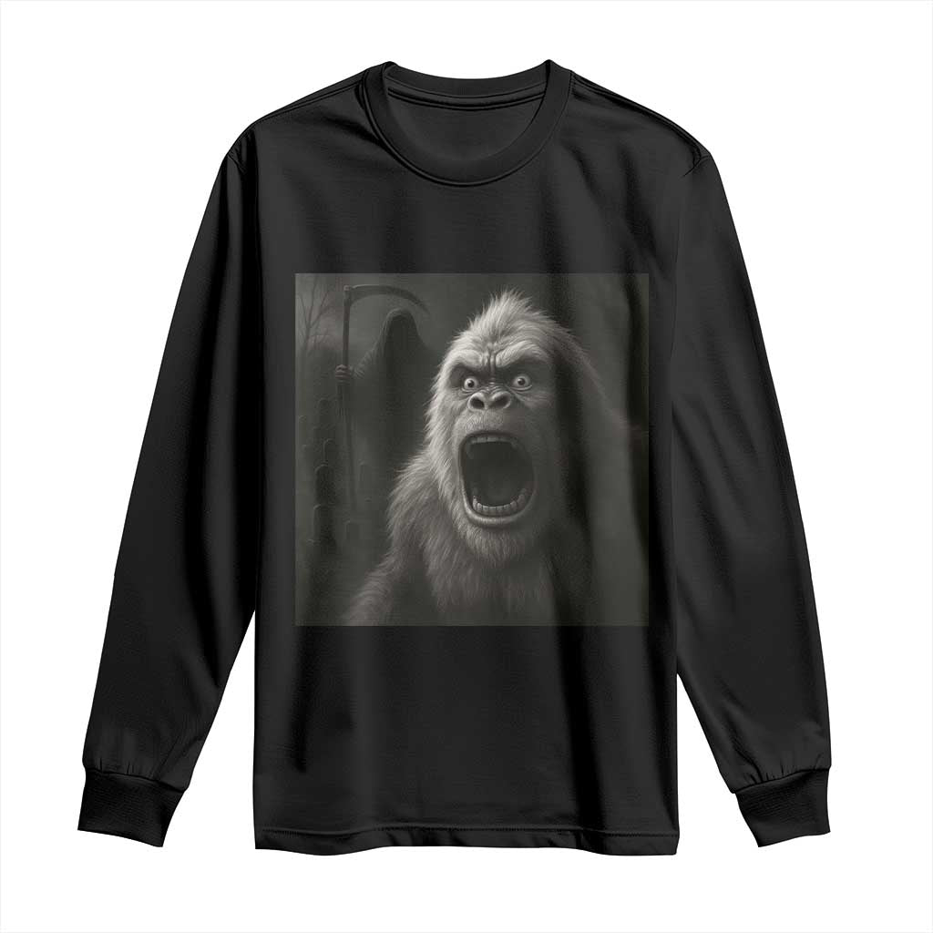 Funny Bigfoot Sasquatch Halloween The Grim Reaper Long Sleeve Shirt TS11 Black Print Your Wear