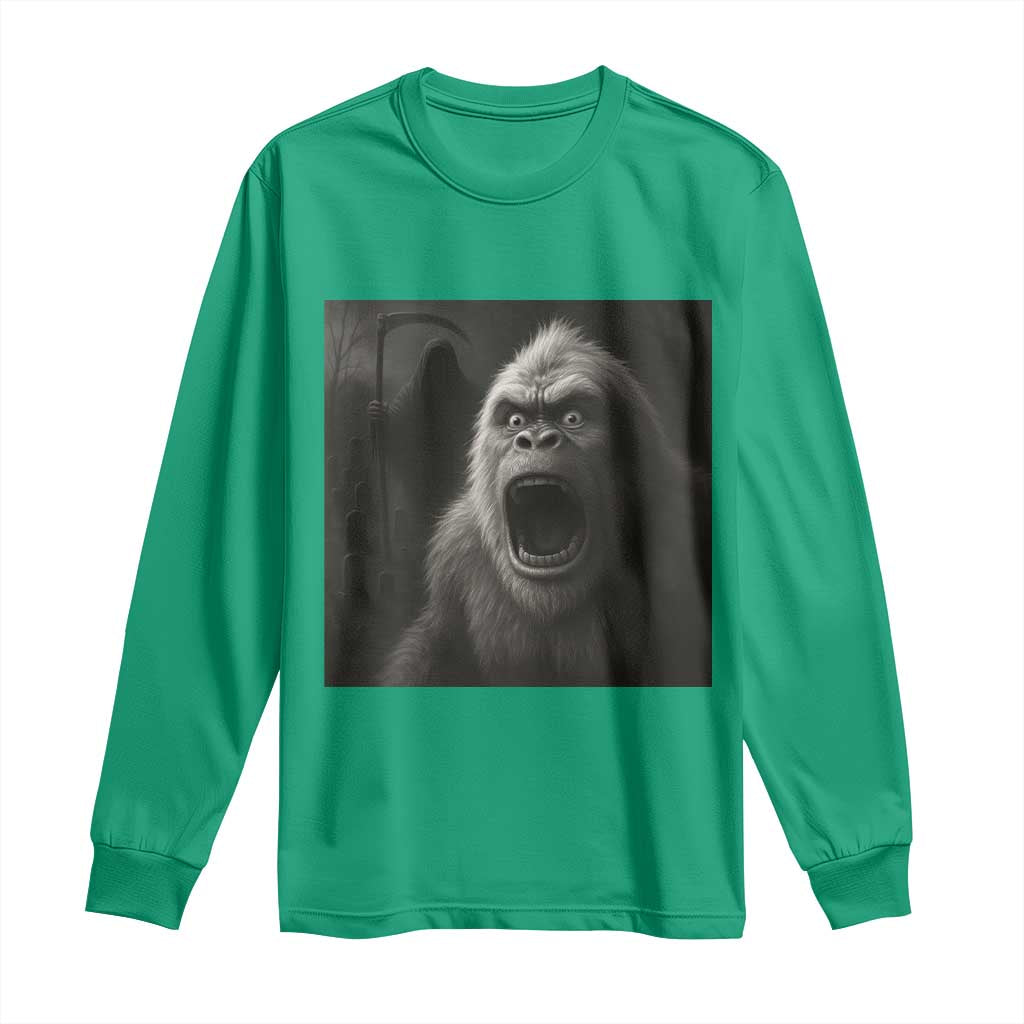 Funny Bigfoot Sasquatch Halloween The Grim Reaper Long Sleeve Shirt TS11 Irish Green Print Your Wear