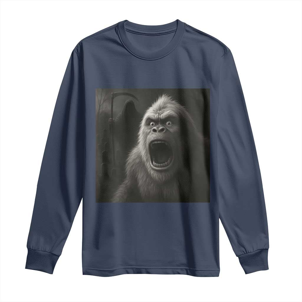 Funny Bigfoot Sasquatch Halloween The Grim Reaper Long Sleeve Shirt TS11 Navy Print Your Wear