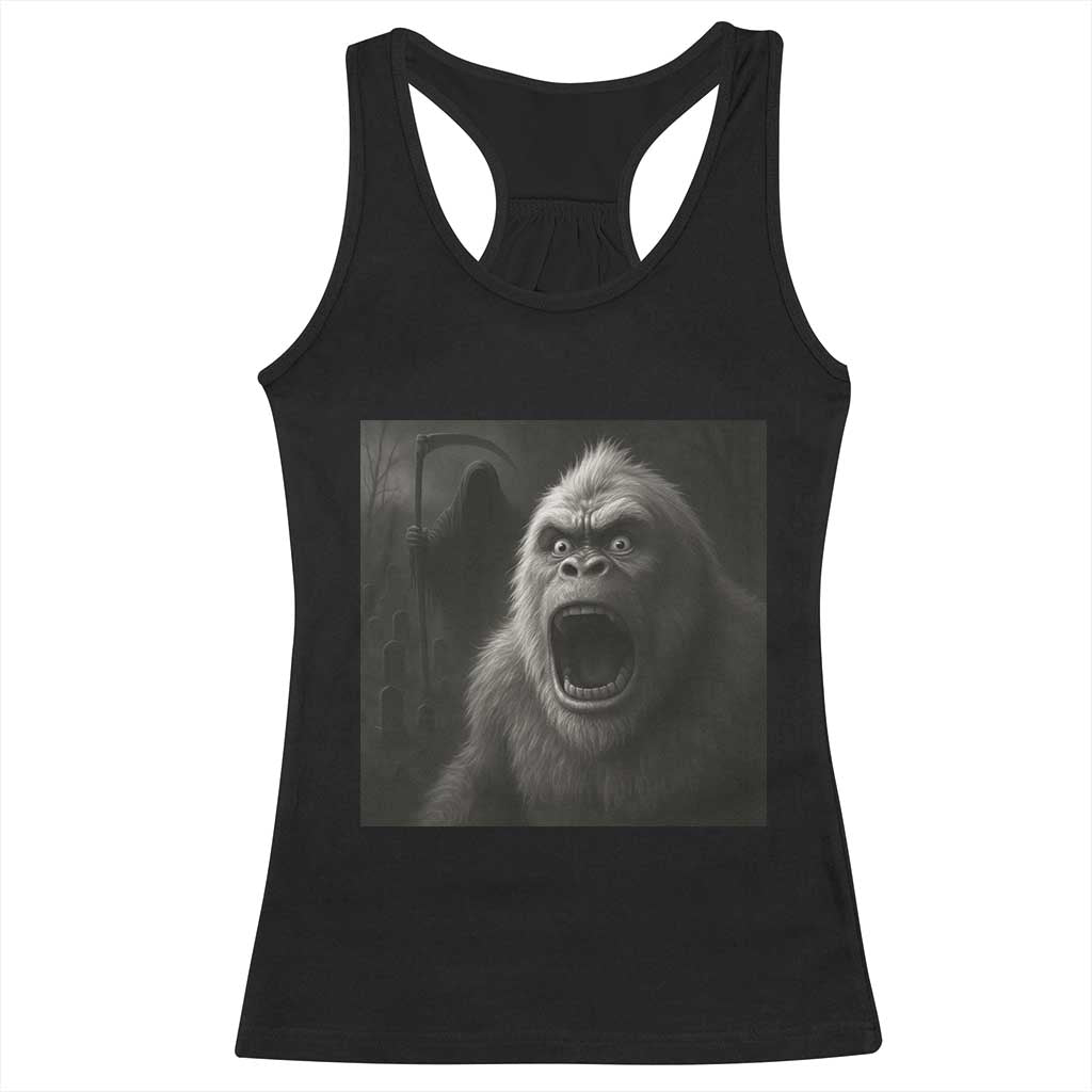 Funny Bigfoot Sasquatch Halloween The Grim Reaper Racerback Tank Top TS11 Black Print Your Wear