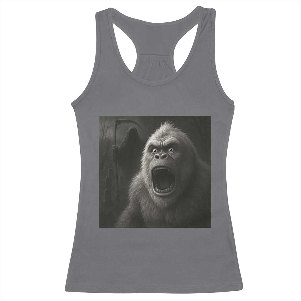 Funny Bigfoot Sasquatch Halloween The Grim Reaper Racerback Tank Top TS11 Charcoal Print Your Wear