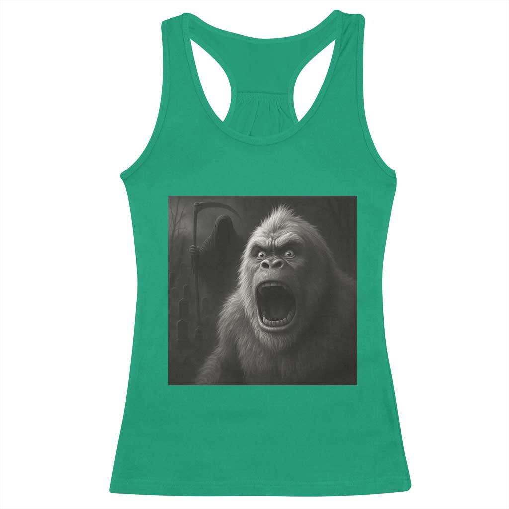 Funny Bigfoot Sasquatch Halloween The Grim Reaper Racerback Tank Top TS11 Irish Green Print Your Wear