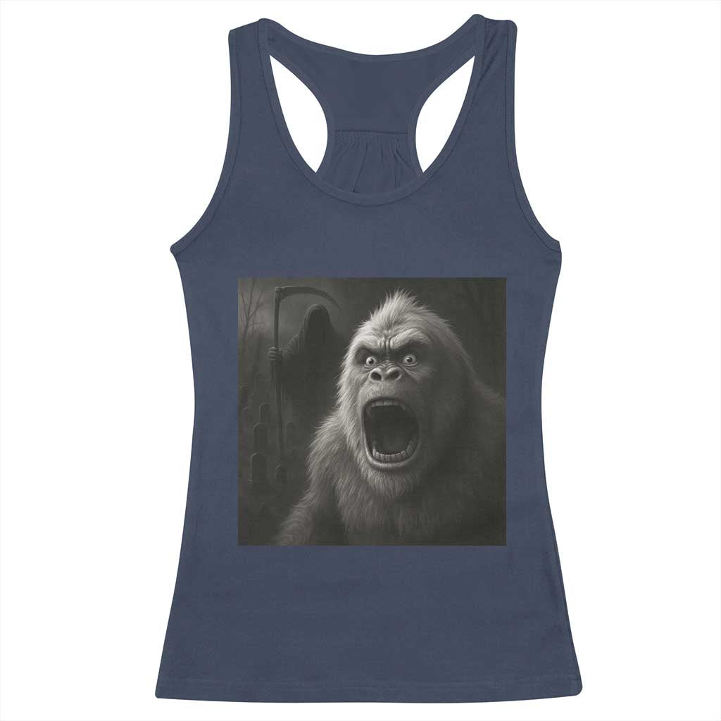 Funny Bigfoot Sasquatch Halloween The Grim Reaper Racerback Tank Top TS11 Navy Print Your Wear