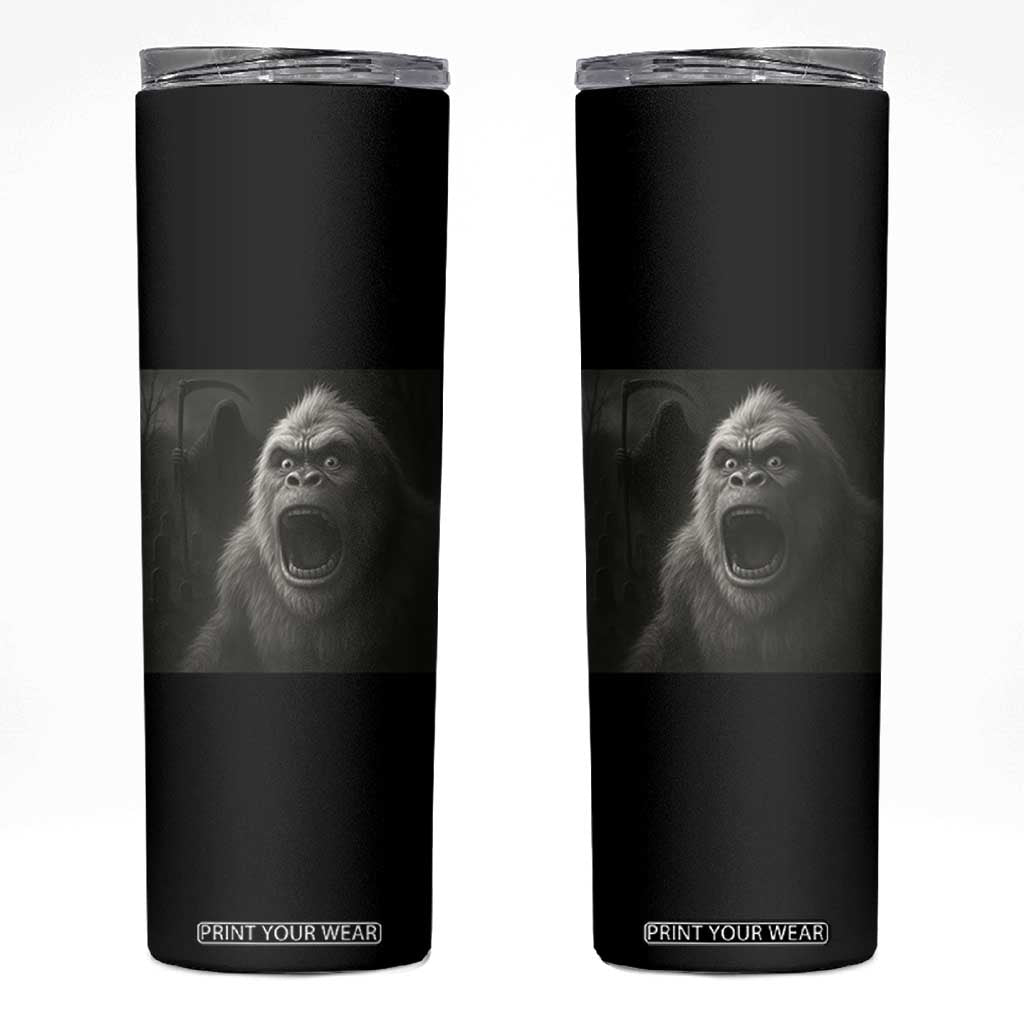 Funny Bigfoot Sasquatch Halloween The Grim Reaper Skinny Tumbler TS11 Black Print Your Wear