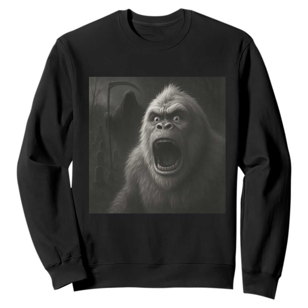 Funny Bigfoot Sasquatch Halloween The Grim Reaper Sweatshirt TS11 Black Print Your Wear