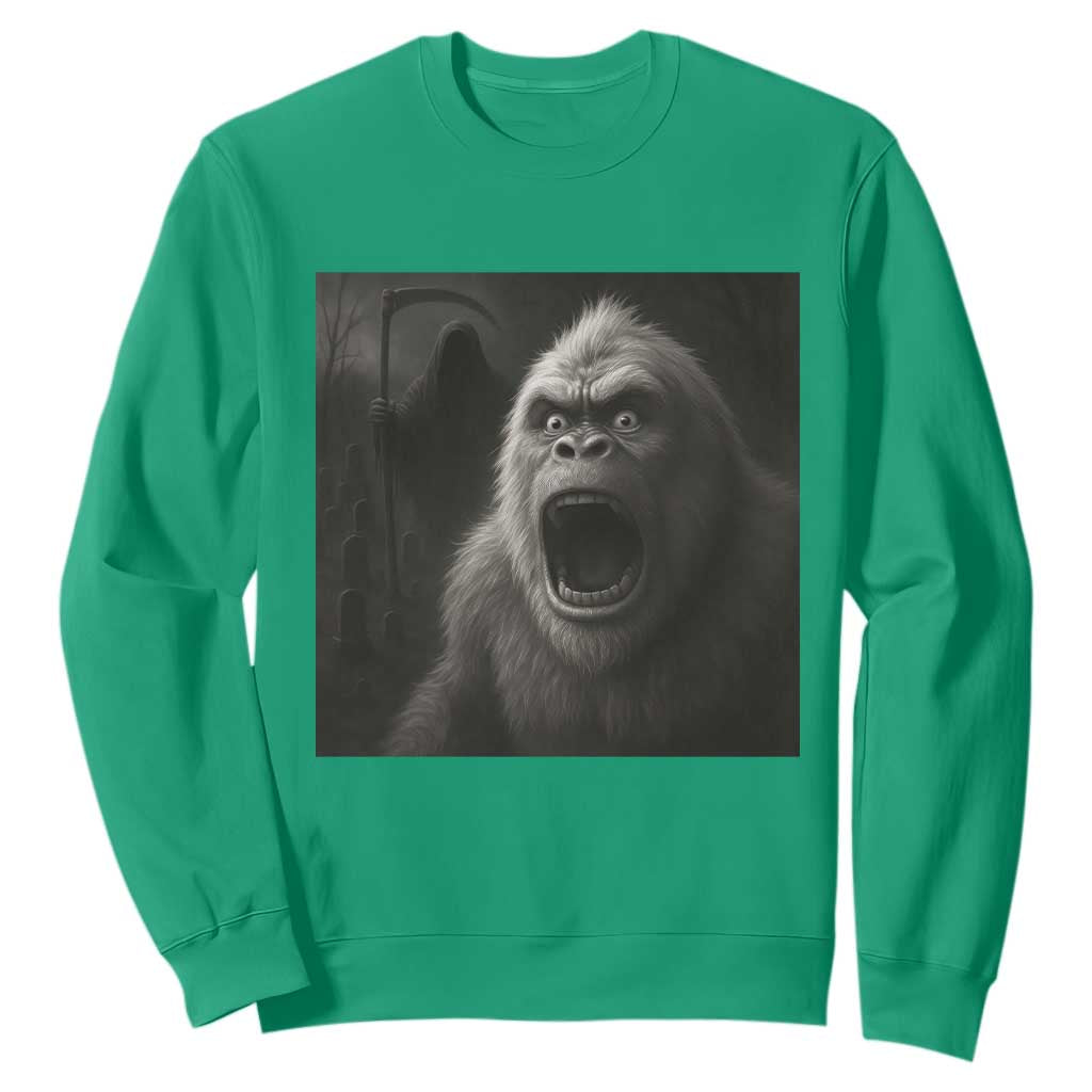 Funny Bigfoot Sasquatch Halloween The Grim Reaper Sweatshirt TS11 Irish Green Print Your Wear
